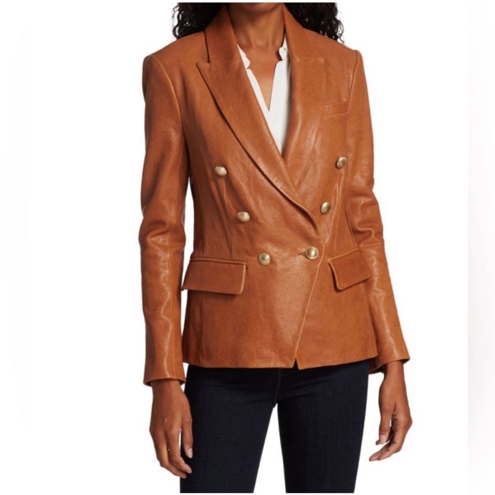 L'Agence Kenzie Lamb Leather Blazer Size 0